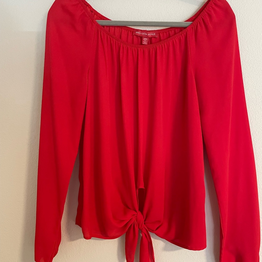 Saks Fifth Avenue Red Tie Front Relaxed Blouse